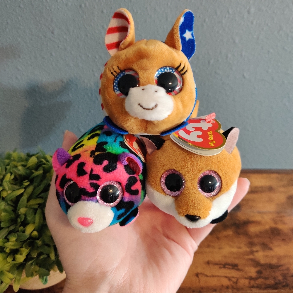 Ty Beanie Boos Teeny Tys Lot Set Of 3 Plush Stuffed Animal Kids Toys Fox Rainbow